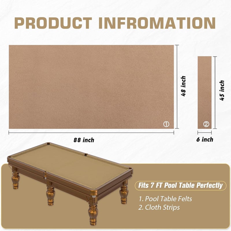 iEsstros Pool Table Felt Cloth Billiard Cloth with 6 Pcs Cloth Strips and Staple Remover Pool Table Felt Replacement Kit Parts - Image 3